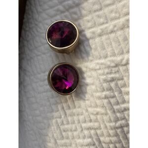 Amethyst Raspberry Colored Crystal Earrings Clip-on